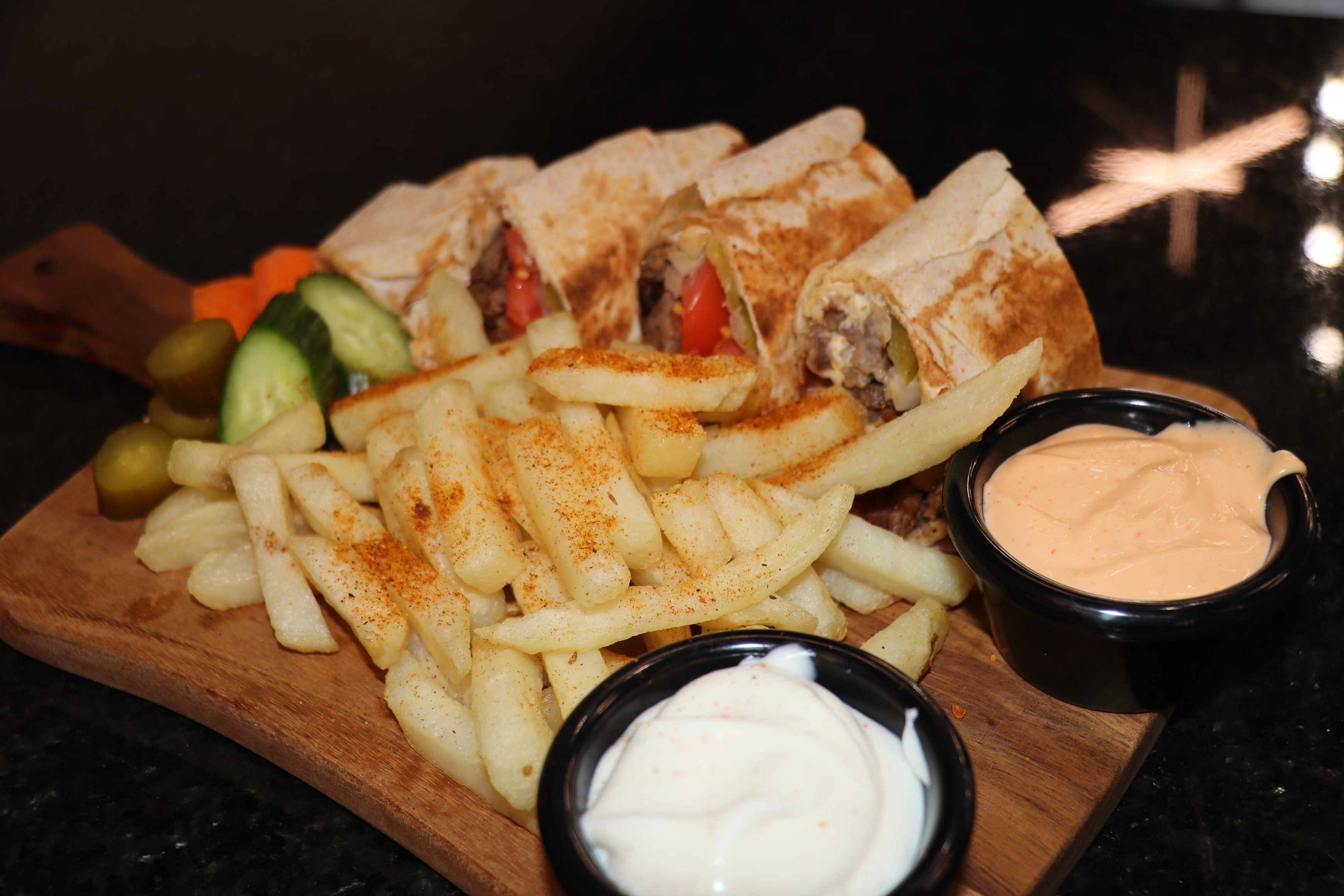 Meat Shawarma Sandwich Combo.